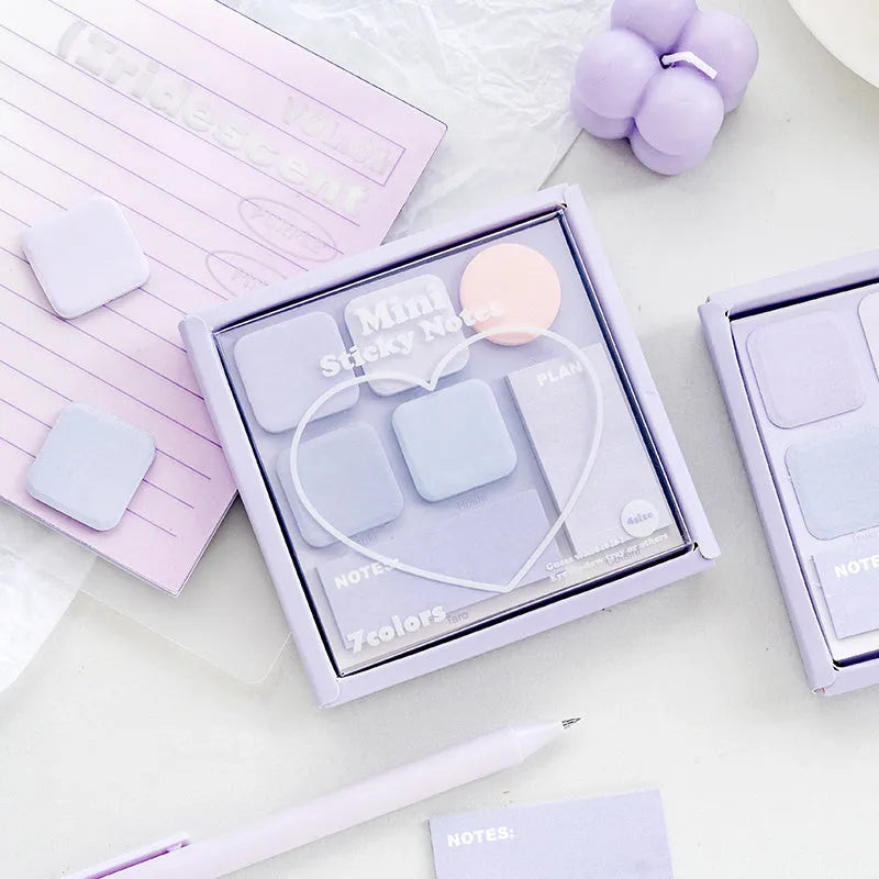 Eye Shadow Box Post It Sticker note box with 210 sheets, 7 pads, paper, 102 x 102 mm, available in blue coffee green purple