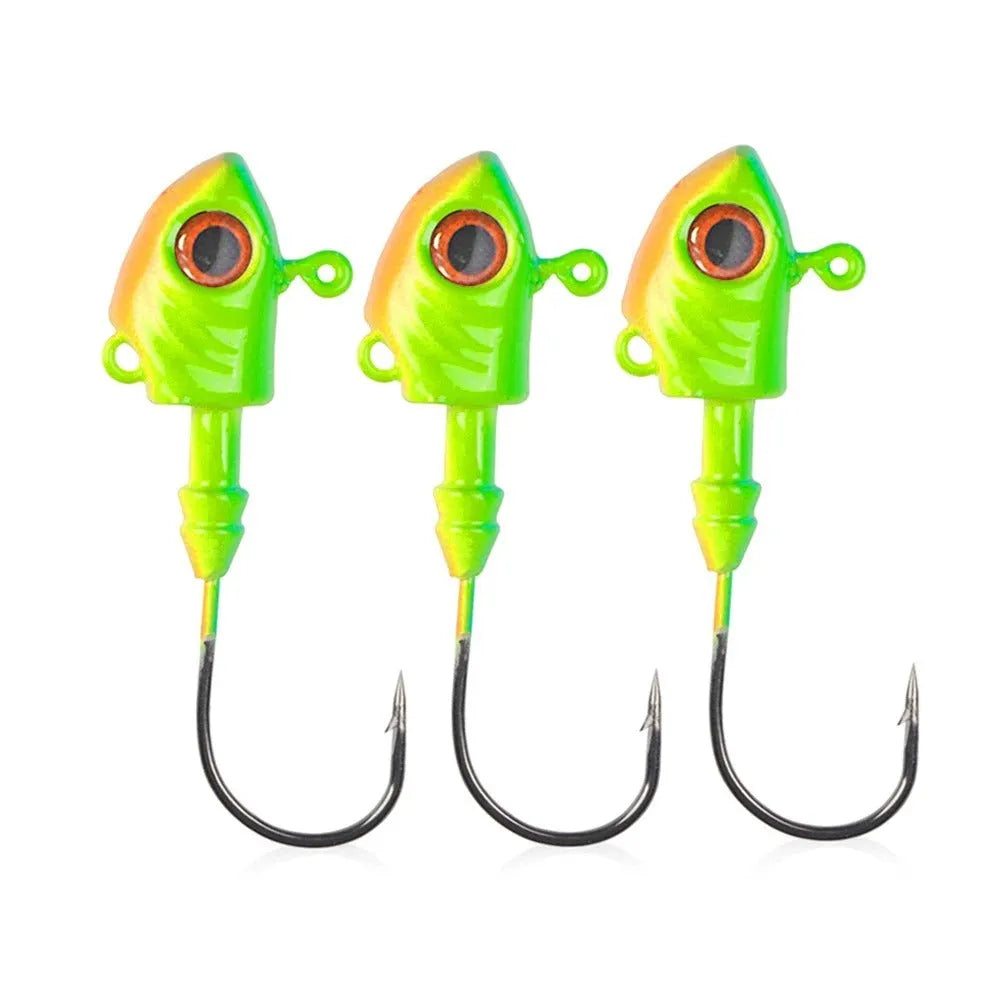 Beizheng Road yayu shaped lead head fishing lure in blue, sliver or yellow with weed guard