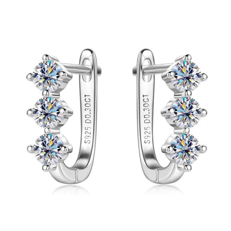 Gold finish silver geometric U-shaped moissanite earrings for women with round 0.3-carat stone