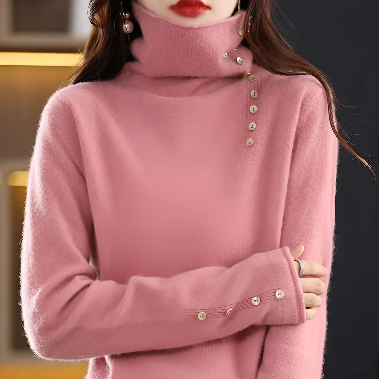 Core-spun yarn knitted bottoming shirt with 3D pattern in slim fit styling