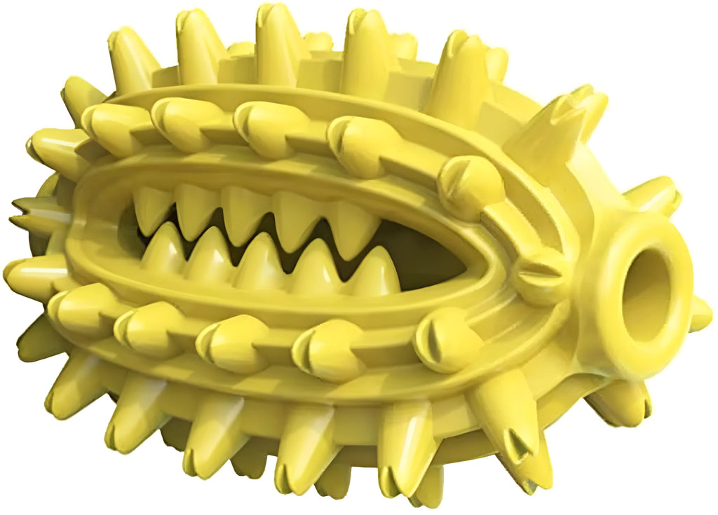 Green cactus-shaped dog chew toy with textured bumps for dental cleaning on a white background.