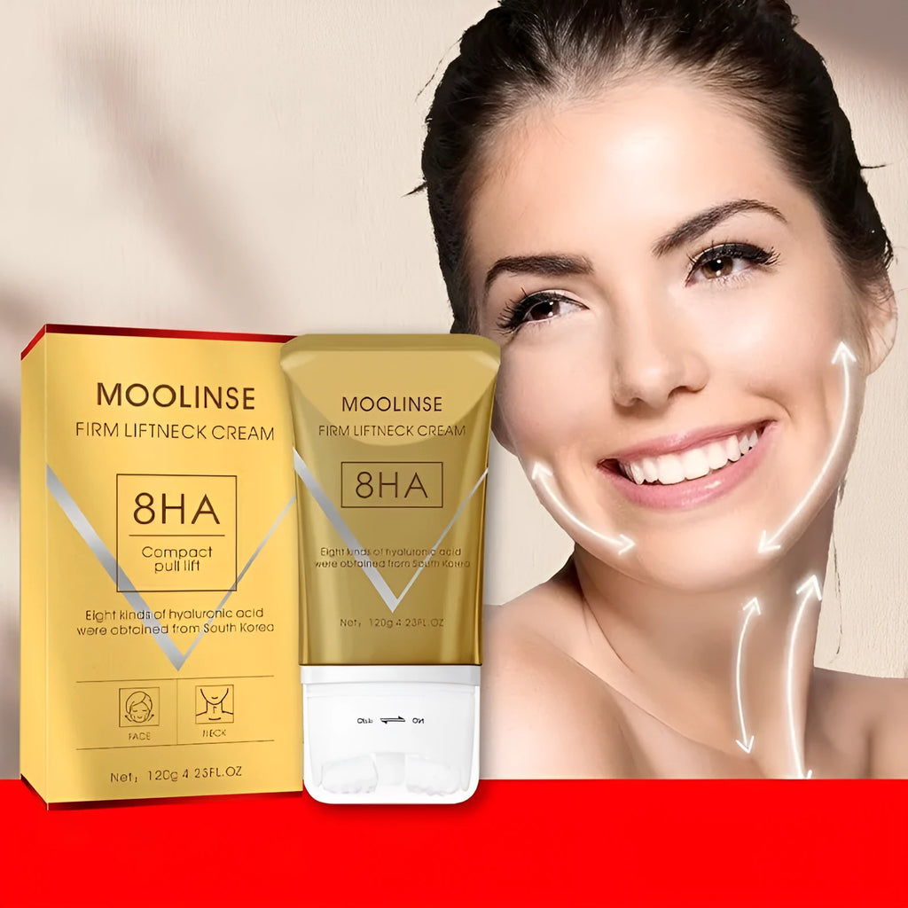 Neck moisturising cream jar with beauty massage roller for dry skin application