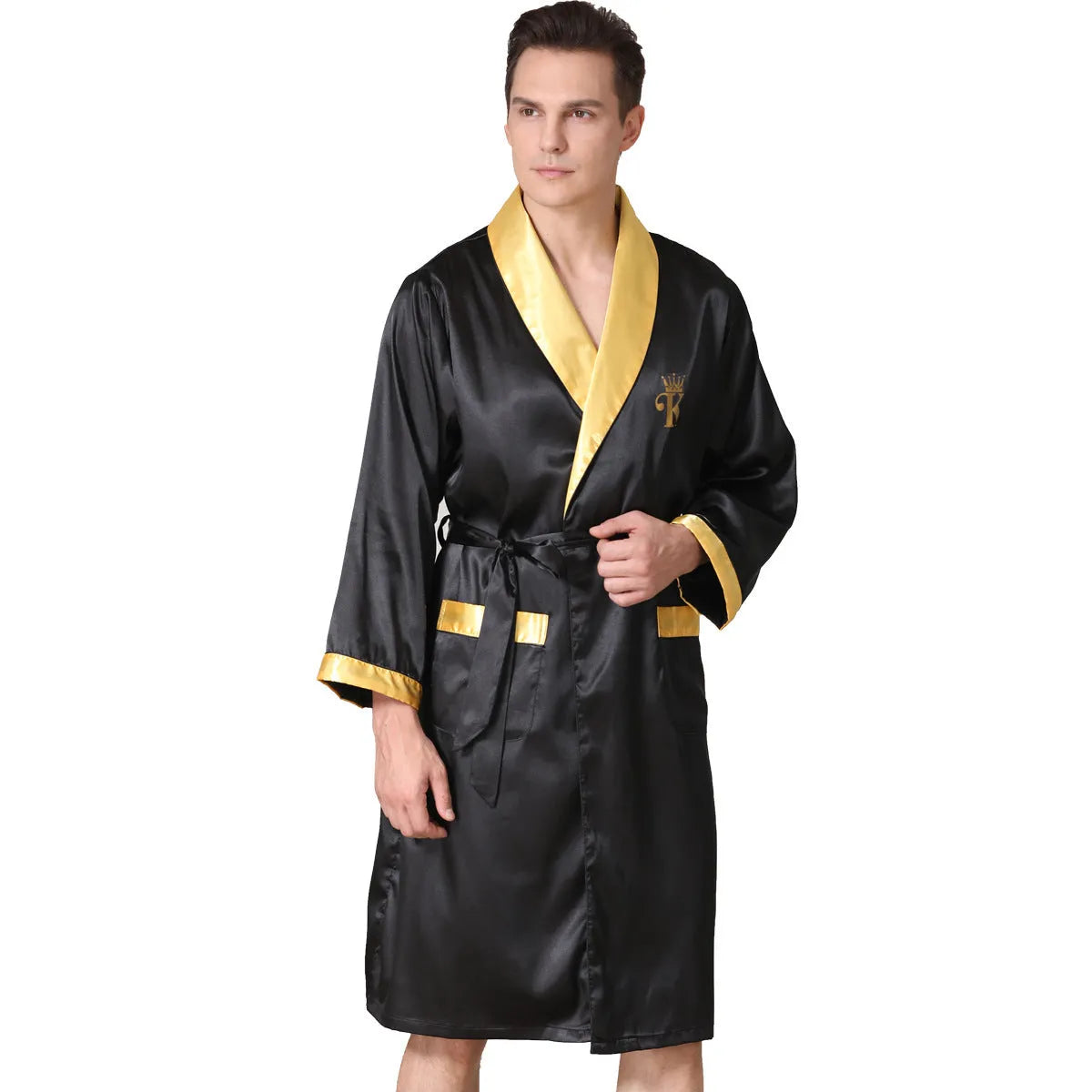Men's rayon summer bathrobe nightgown in multiple colour options with continental sizing