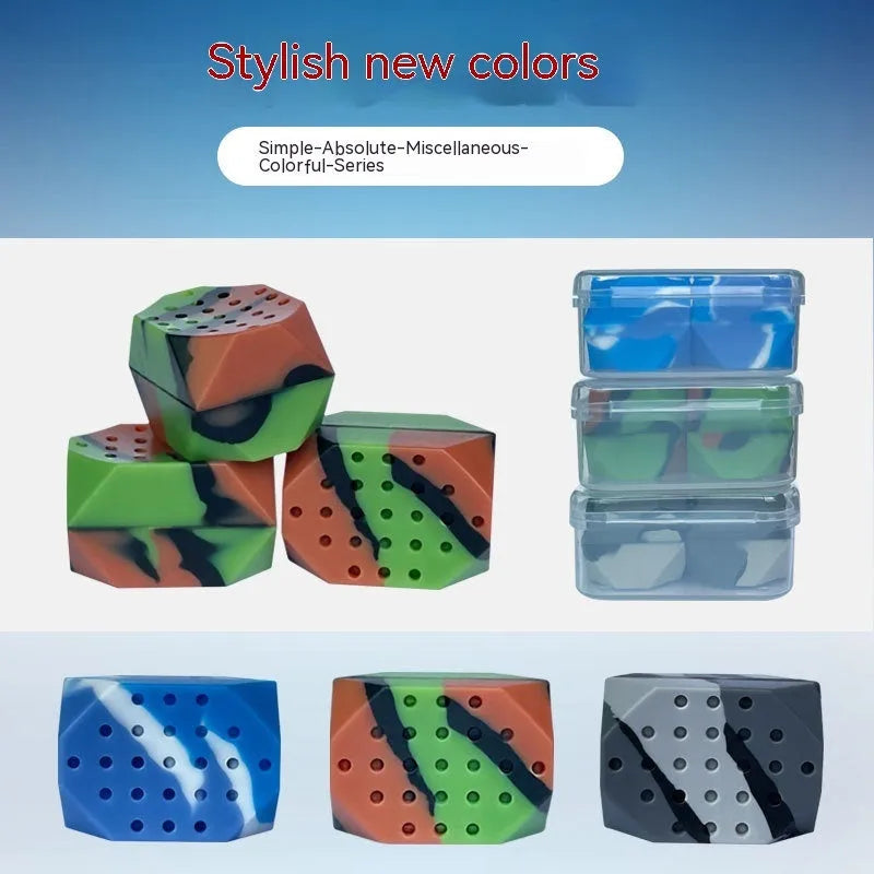Two camouflage pattern silicone masseter exercise balls for facial muscle training in transparent box