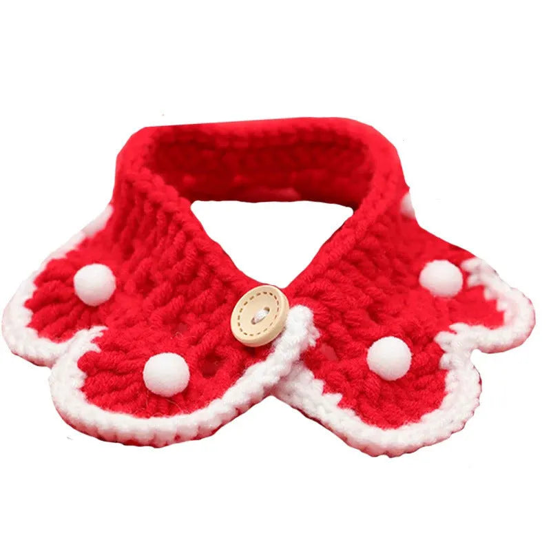 Wool knitted pet collar with cartoon pattern for cats dogs rabbits in milk cotton material