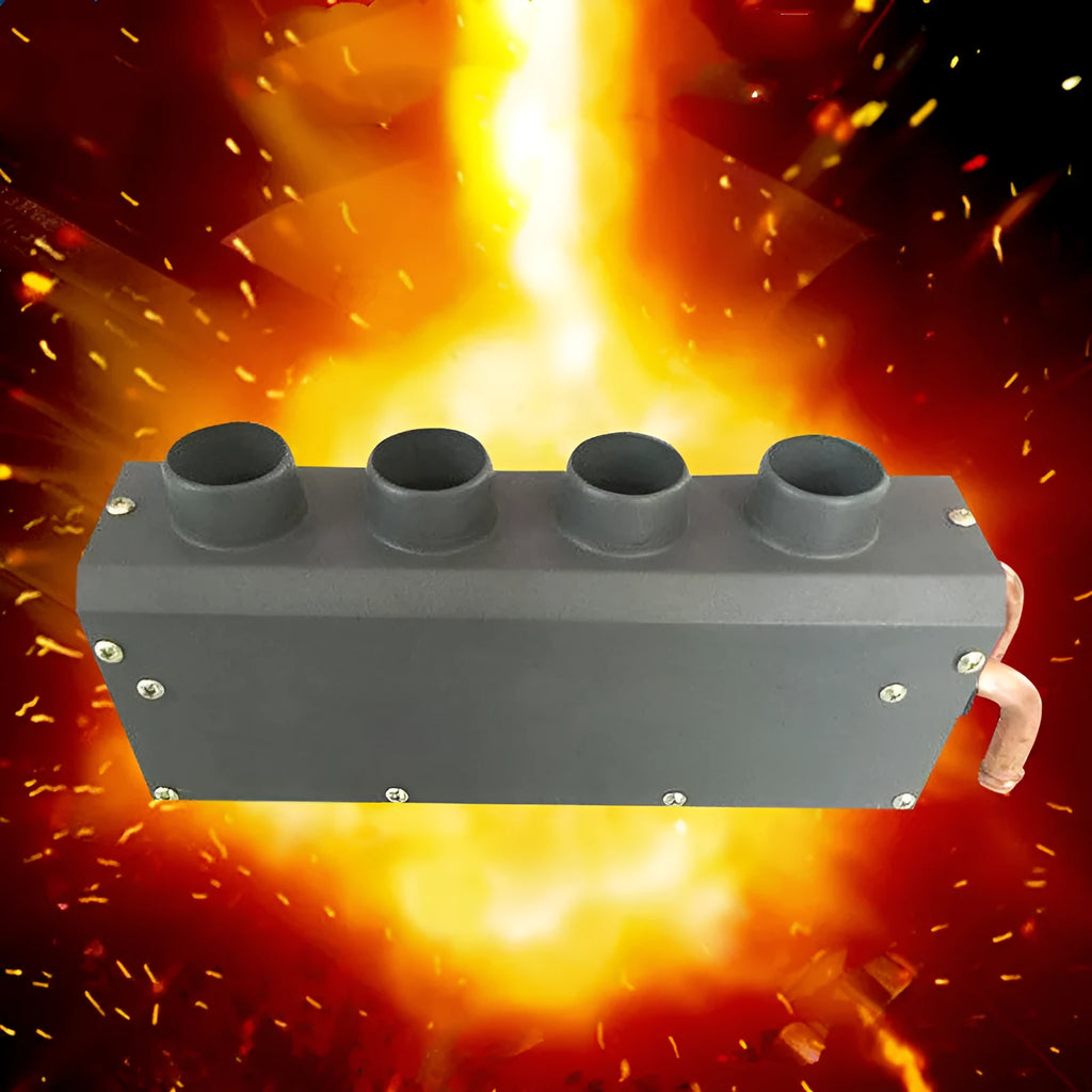 Metal car heater with copper pipe connector for 12V or 24V vehicle installation.