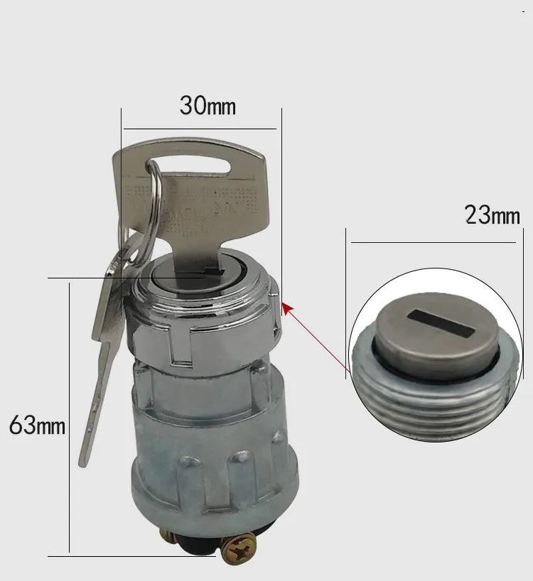 Pure copper automotive ignition switch for JK423 models in trucks and forklifts.
