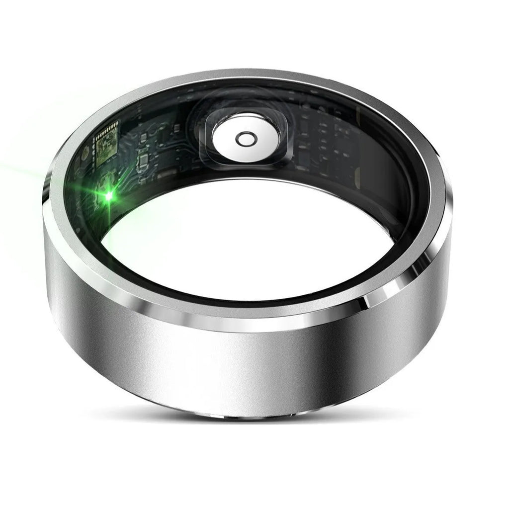 Smart ring with heart rate blood oxygen sleep monitoring, waterproof 30m, stainless steel band, pink colour