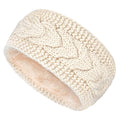 Fleece-lined twist knitted wool hair band for women in black, light grey, beige, and 14 colour options