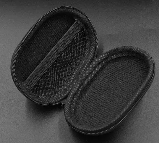 Black oval leather earphone storage bag for EDX PRO and ZEX PRO IEMs
