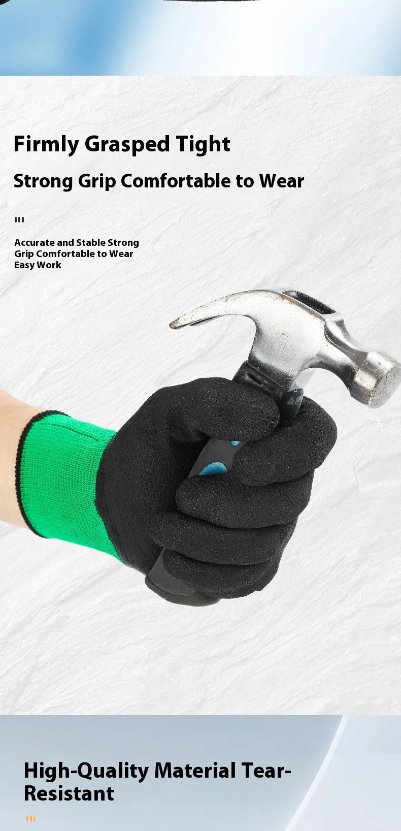 Pair of black and green rubber work gloves with a textured, non-slip surface on the palms and fingers.