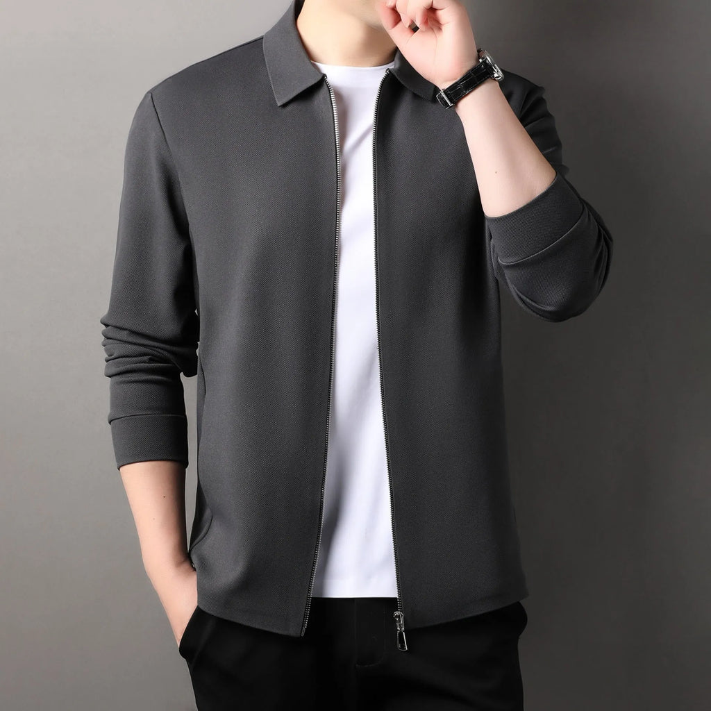 Men's polyester business jacket in three colours with regular sleeves and straight hem