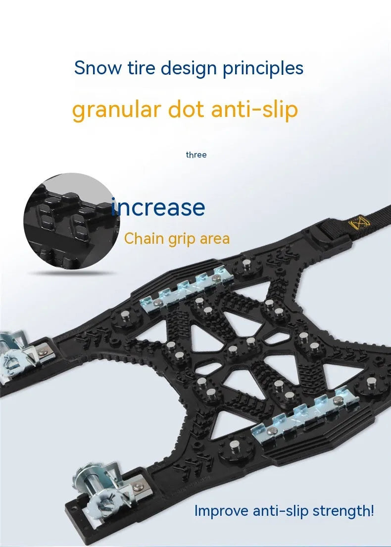 Universal steel plate tyre chain set for cars and SUVs with tools