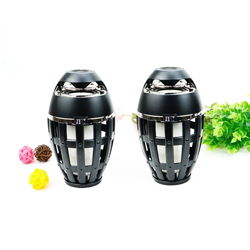Black flame-shaped Bluetooth speaker box for home decoration with USB charging cable