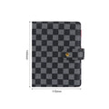 A7 size PU leather loose-leaf notebook with checkered pattern and buckle closure in brown colour