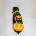 Pumpkin Halloween sweater for dogs and cats, polyester, sizes XS to XL, on a pet