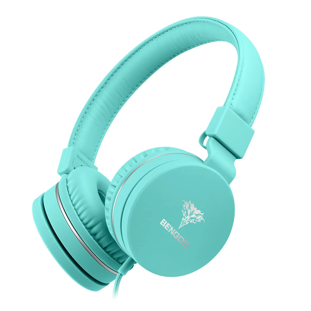 Bengoo C30 wired over-ear headphones with microphone in mint green colour