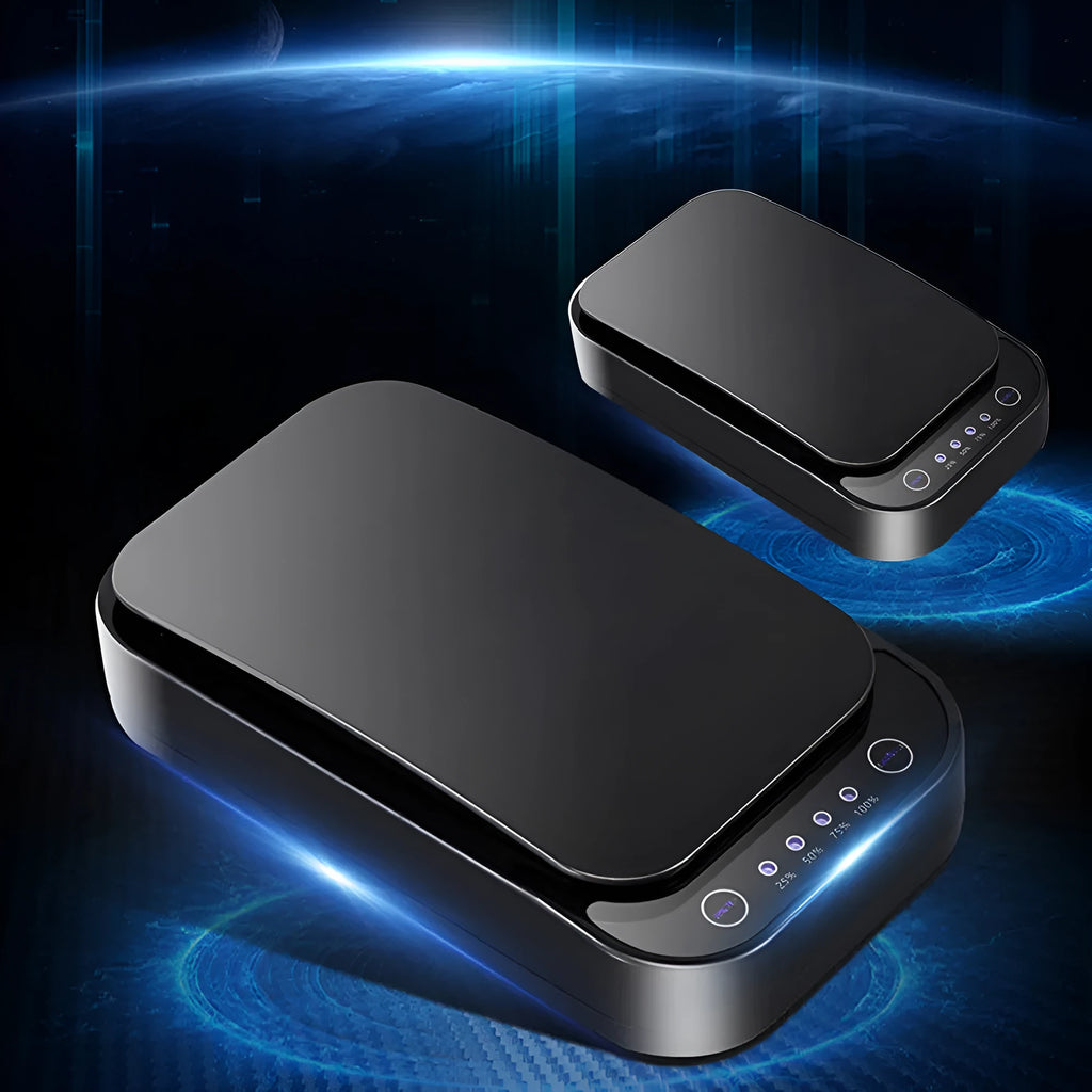 Blue and white ultraviolet disinfection box for mobile phones with 253.7nm UV wavelength