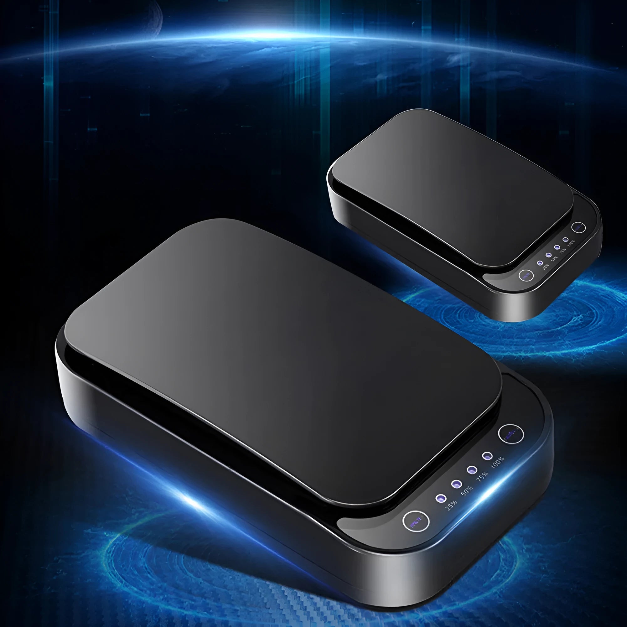 Blue and white ultraviolet disinfection box for mobile phones with 253.7nm UV wavelength