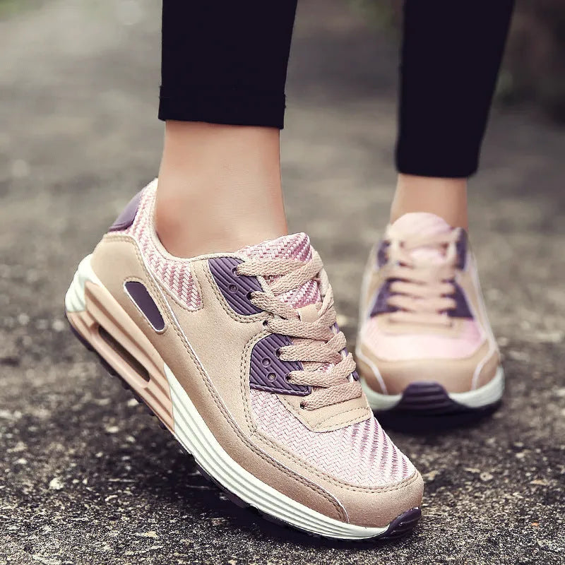 Women's casual shoes with 3.5cm heel in beige orange, grey and pink purple colours