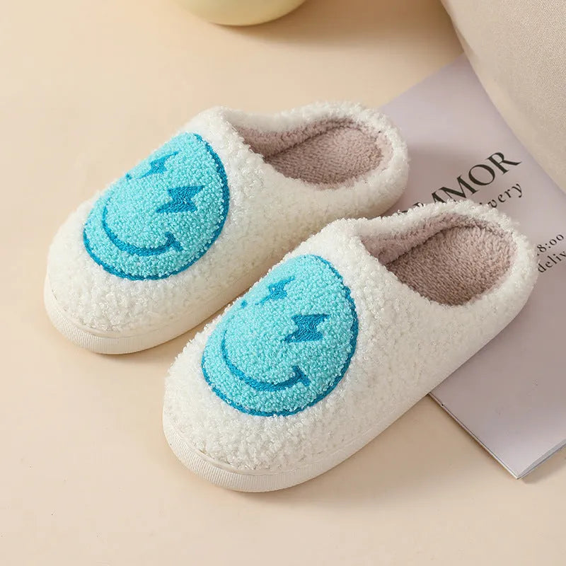 Women's cartoon plush home slippers in Big Love design with round toe and PVC sole