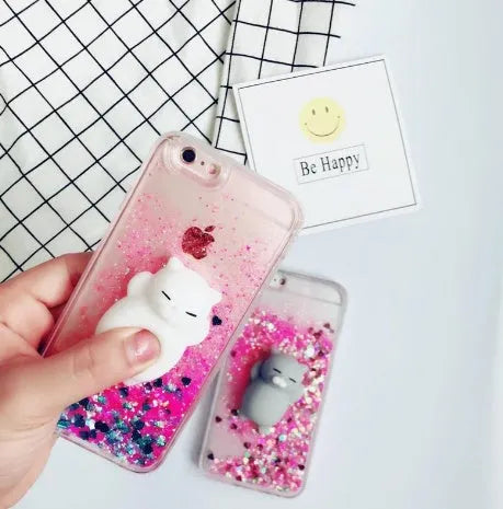 Four glittery cat design phone cases for iPhone models 6 through X.