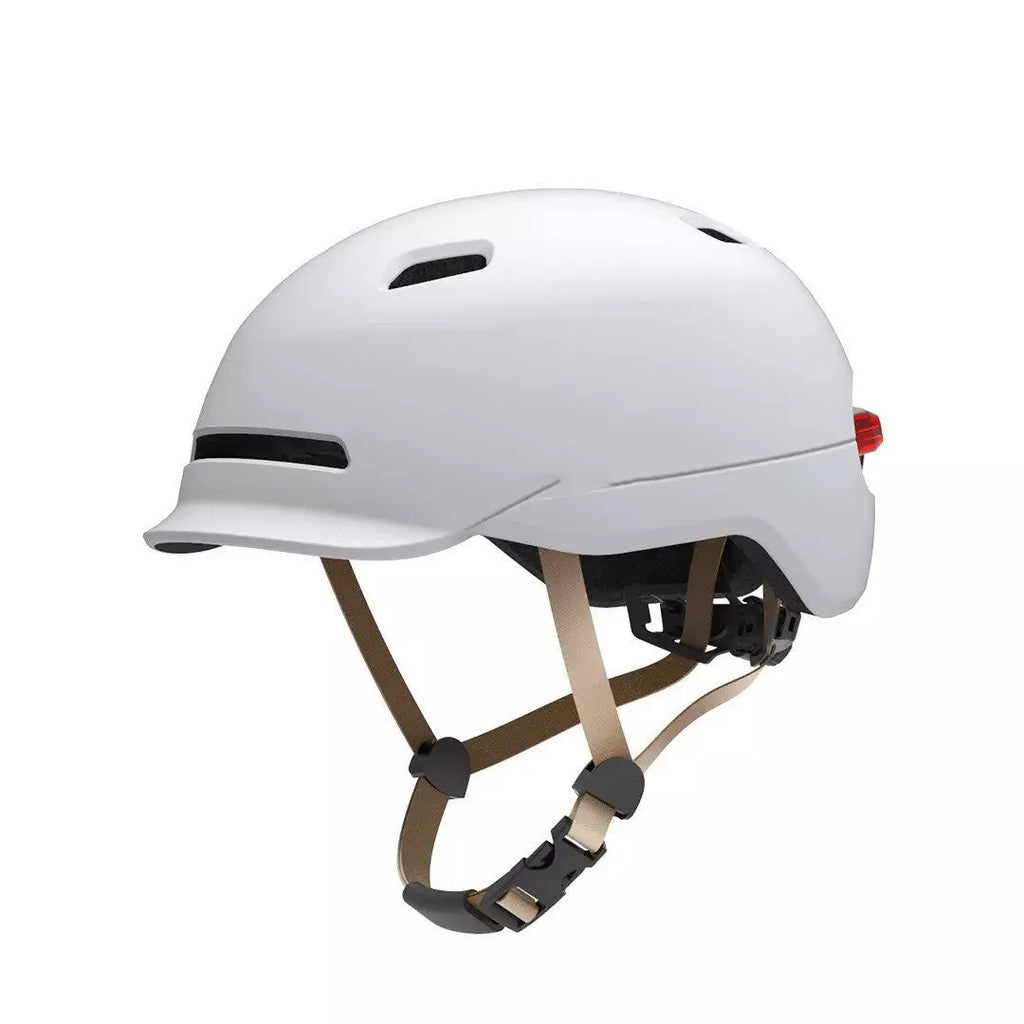 Urban Light Riding Intelligent Helmet in white on a background, side view showing EPS+PC shell construction