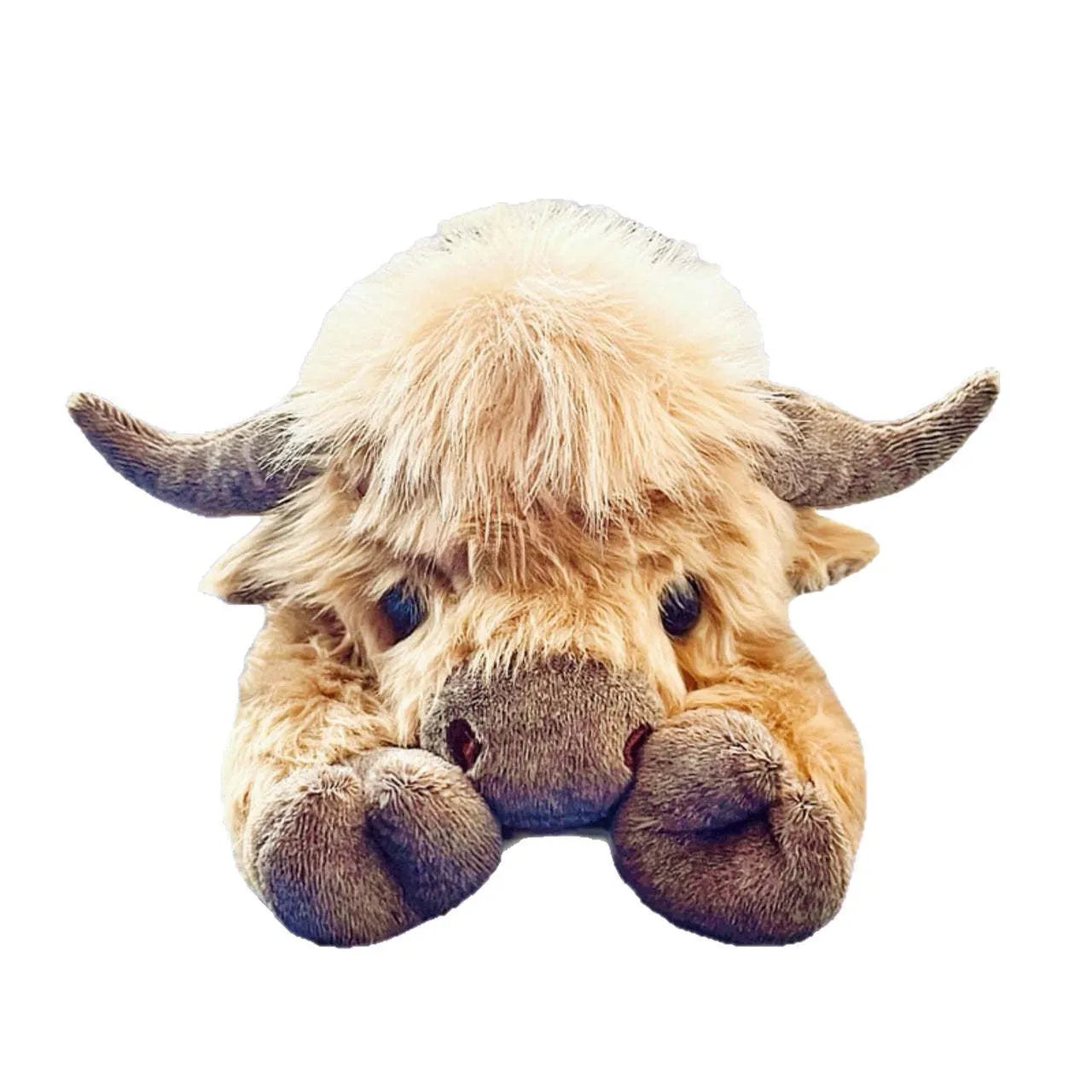 Creative cartoon household Highland cow plush toy, 35x15x13cm, short plush material, American style decoration