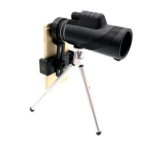 Black 40x60 mobile phone telescope monocular with waterproof nitrogen-filled construction and FMC green film lenses