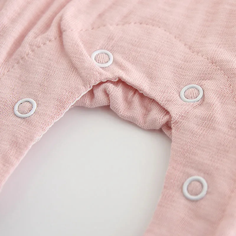 Pink 100% cotton baby embroidered jumpsuit with long sleeves, single-breasted closure, size 73cm