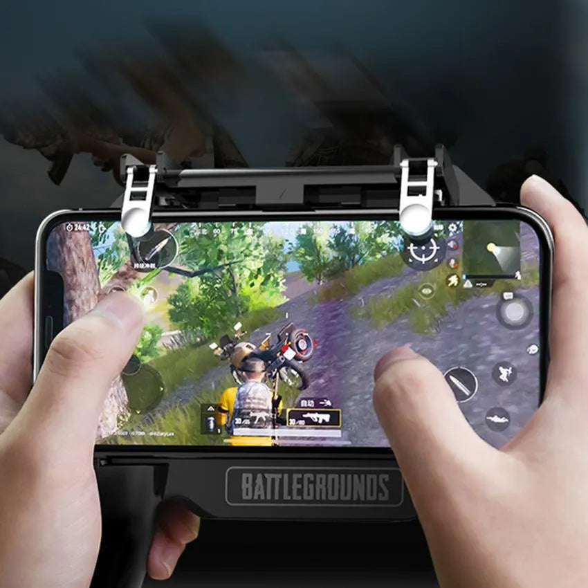 5 in 1 mobile gaming controller with cooling fan and power bank, clamp design for Apple and Android phones, metal build