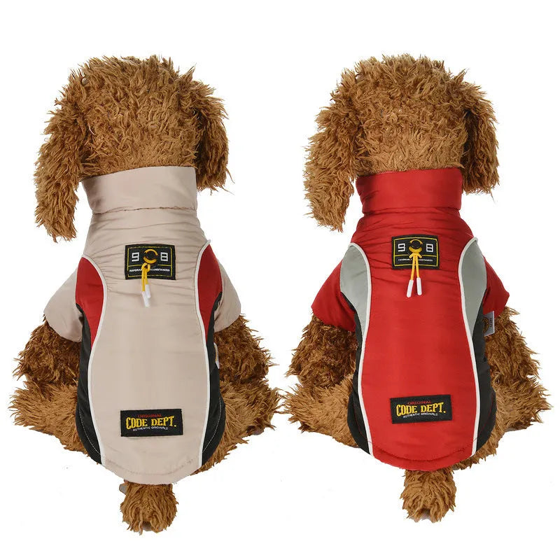 Cotton pet clothes in beige or red, casual outfit for dogs and cats, sizes XS to XL