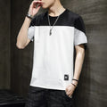 Men's 100% cotton casual T-shirt with round neck and short sleeves in black and grey colours