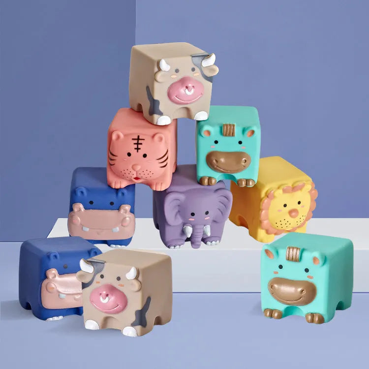 Animal relief soft building blocks with enamel finish in colour box packaging