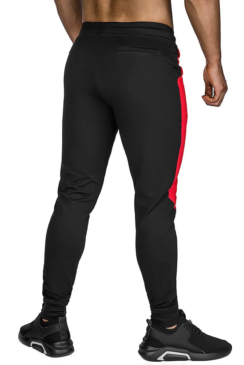 Men's straight-leg cotton sweatpants in grey, small-foot design, with tether waist closure