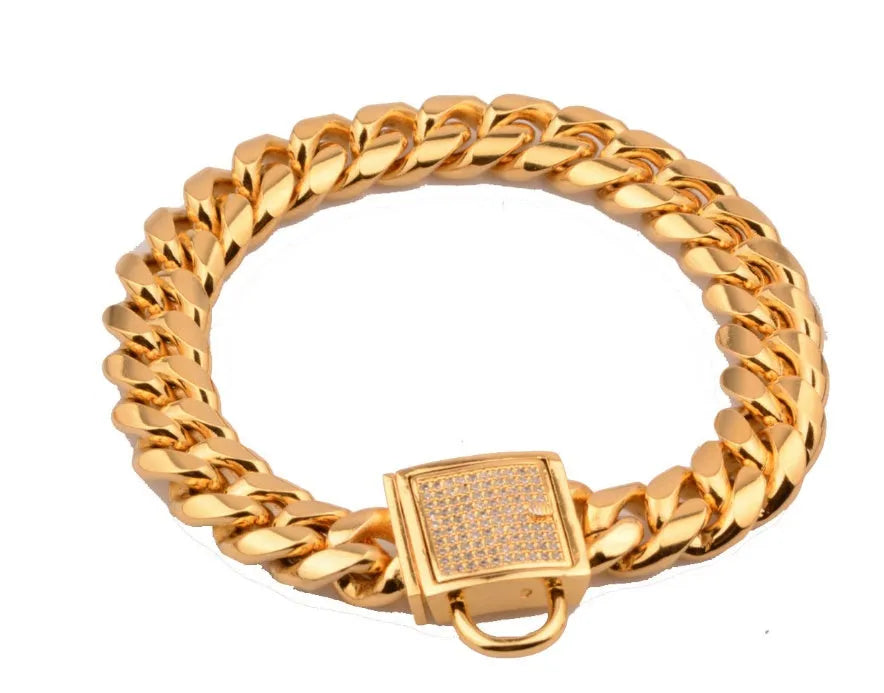 30mm wide gold colour stainless steel encryption chain necklace, 12-32in length options