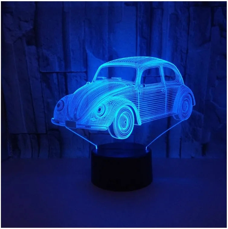 Black LED touch table lamp with acrylic shade and USB cable on wooden desk