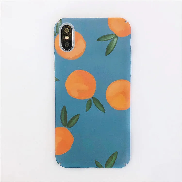 Orange retro plastic phone case back cover for IPhone with water and blue background design