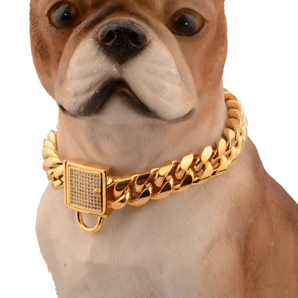 30mm wide gold colour stainless steel encryption chain necklace, 12-32in length options