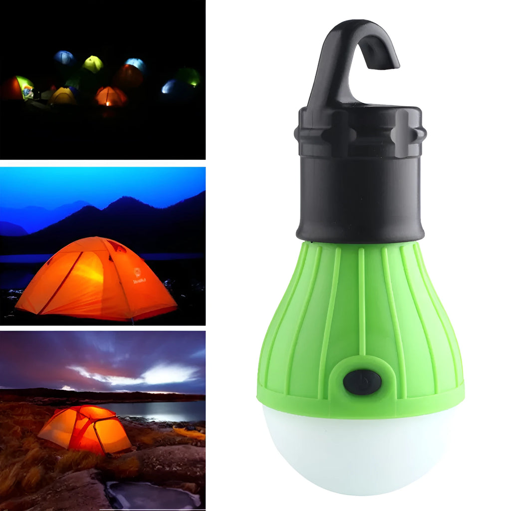 Portable camping lantern with hanging hook and 3 LED lights in blue colour