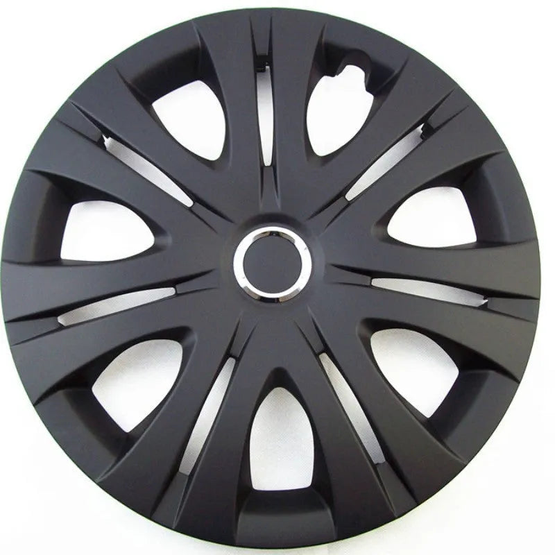 Universal monochrome ABS plastic wheel hub cover for car decoration in silver finish.