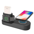 Black and white W3 wireless charging station with detachable Apple Watch charger and rotating connector dock