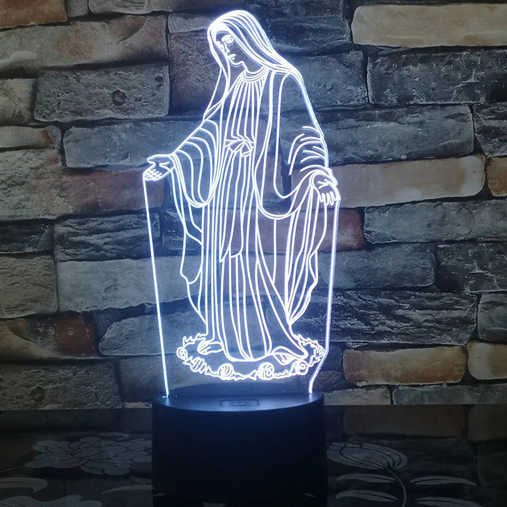 3D stereoscopic dual ring LED night light with touch control base and colourful acrylic panel.
