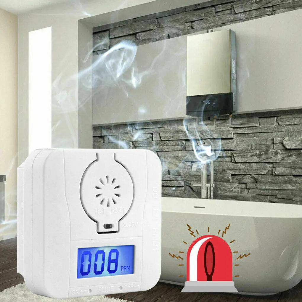 White wireless carbon monoxide alarm for wall mounting with 1.5-metre detection distance