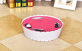 Automatic cat teaser toy with rotating non-woven mouse, blue colour, on a light floor
