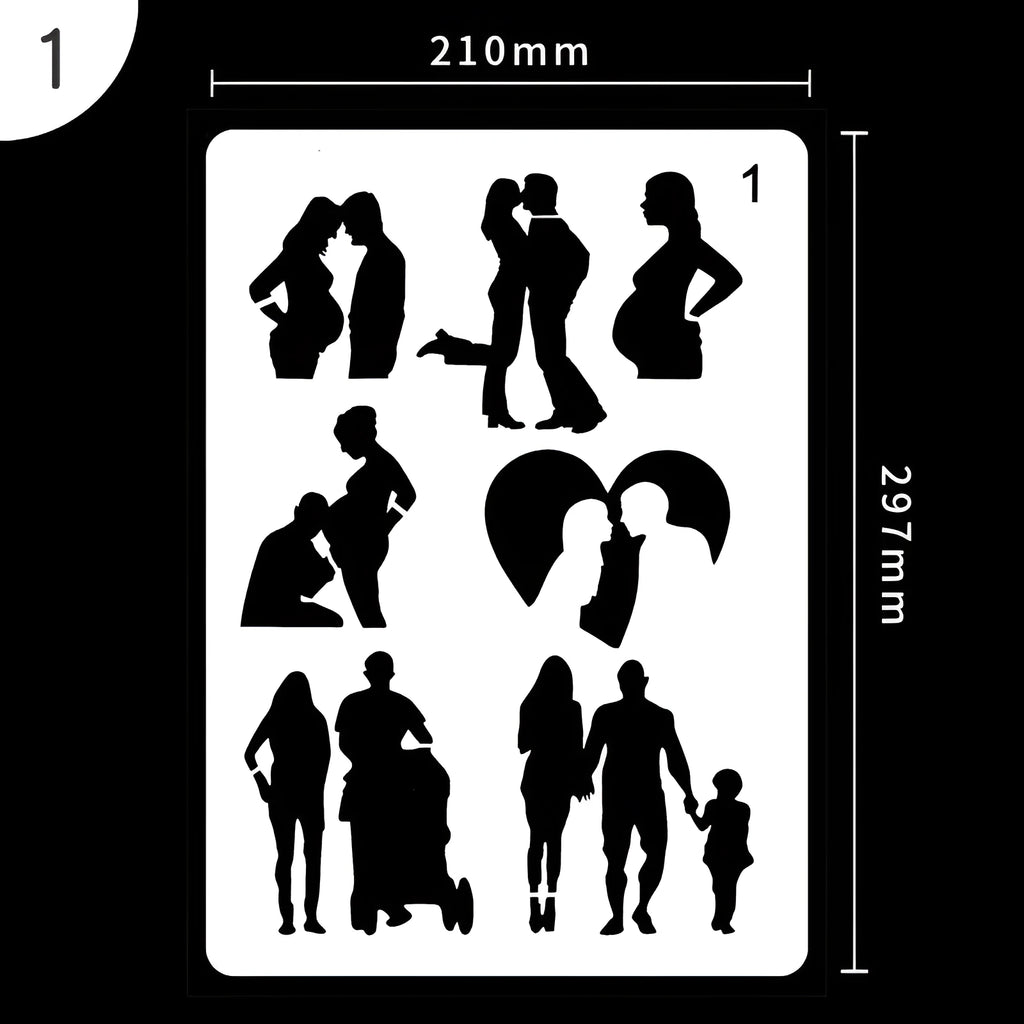 White plastic drawing stencil templates with various pattern designs for craft projects
