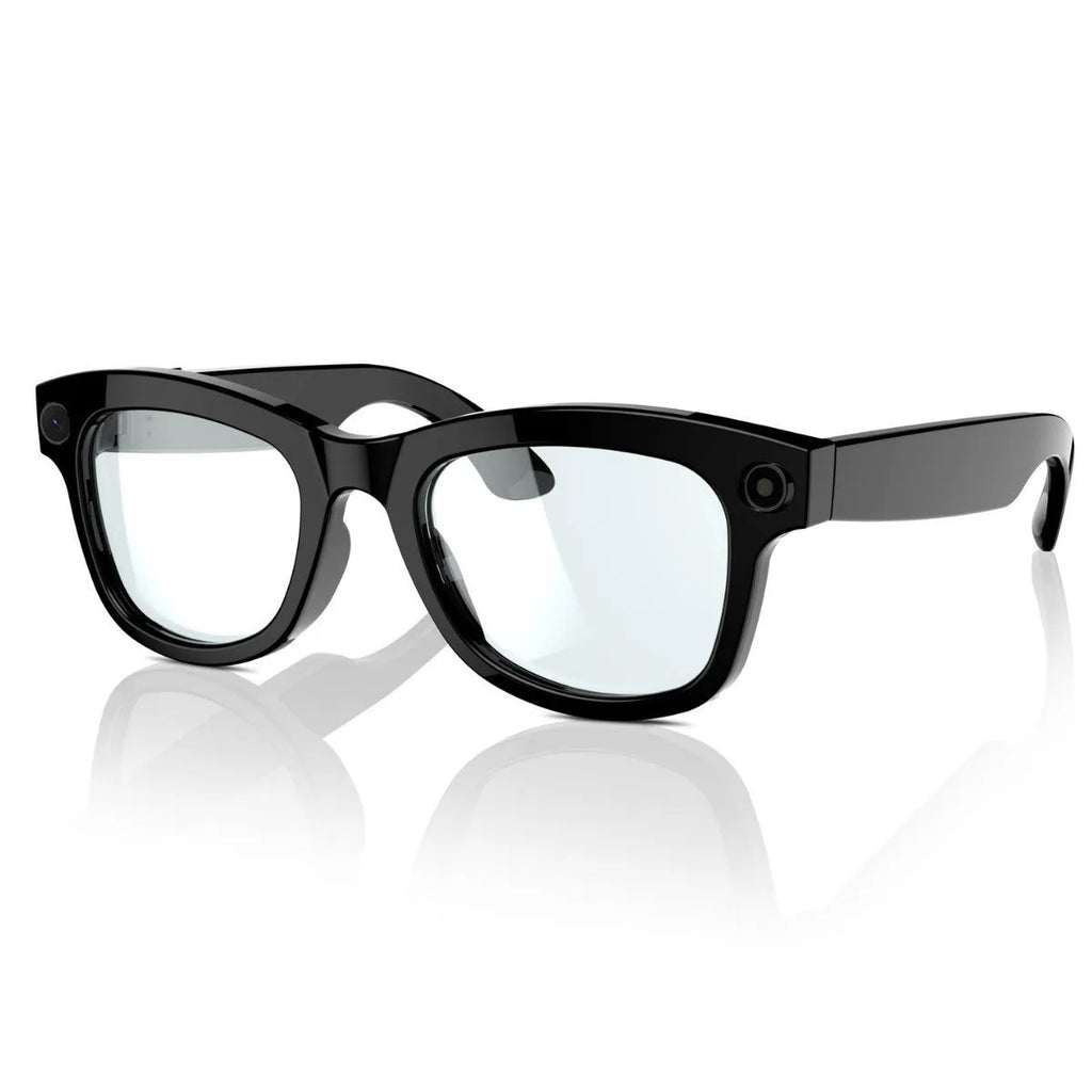 M01 AI translation glasses with HD camera in black and transparent lens options