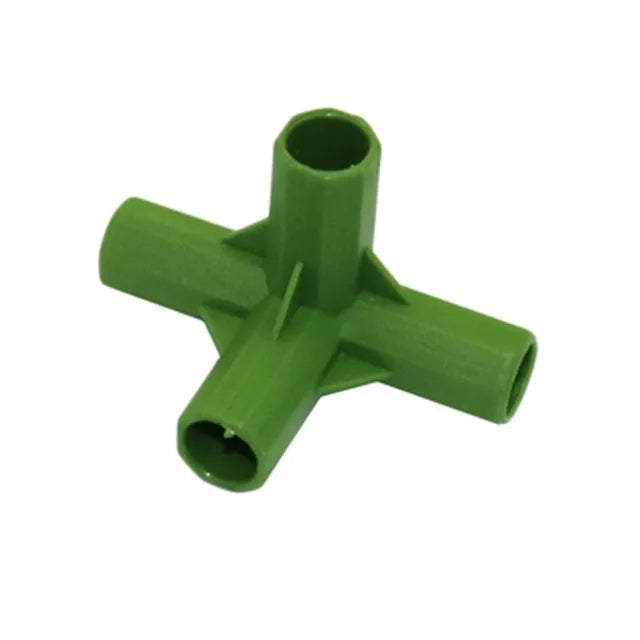 Plastic 3-way and 4-way garden stake connectors for 11mm poles