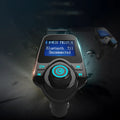 Black G7 car Bluetooth FM transmitter with USB port and TF card slot for hands-free calling and music playback