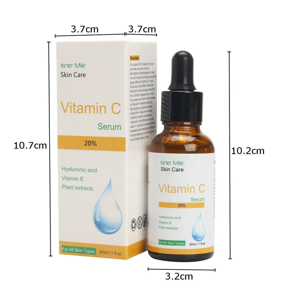 30ml bottle of Vitamin C serum for brightening dull and pigmented skin.